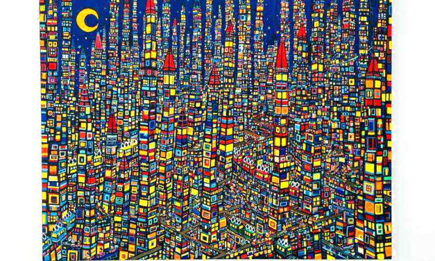 油彩画 | 夜のまち