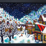 油彩画 | 雪のまち