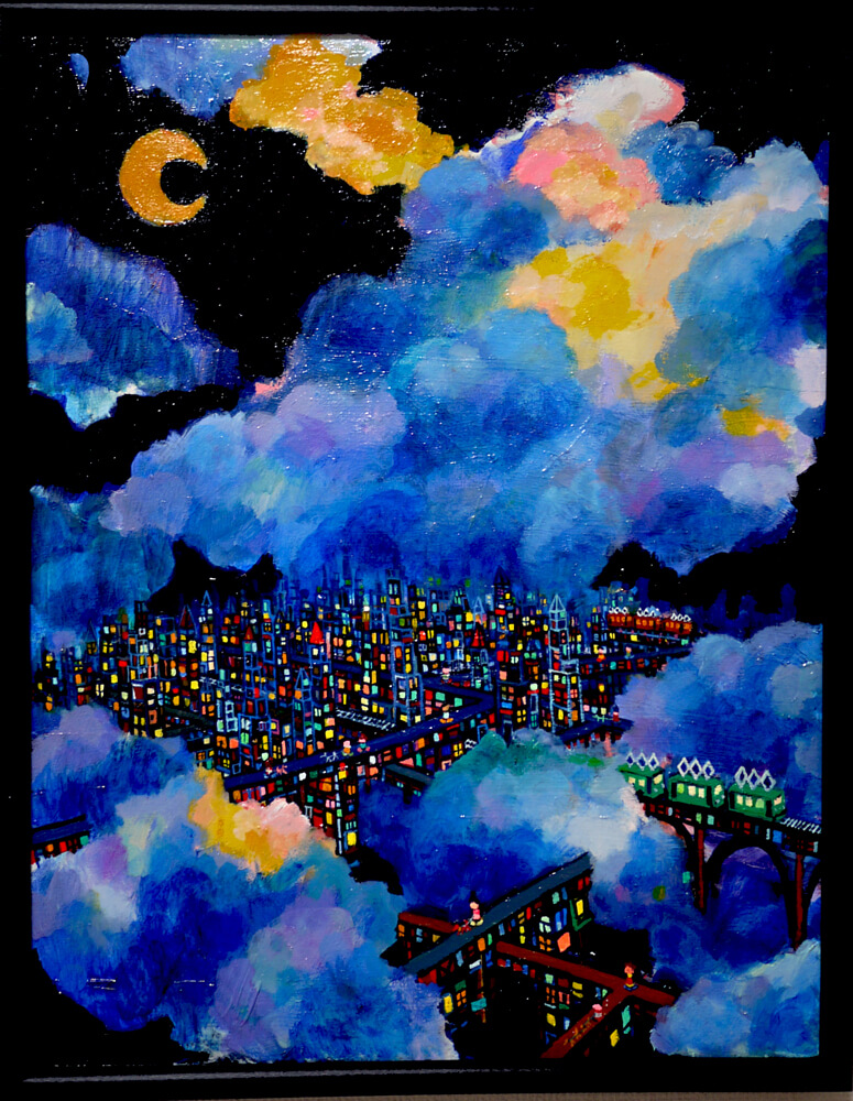 油彩画 | 夜空のまち | Taro Otani | Official site