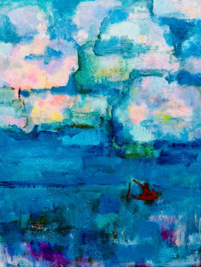 油彩画 | kayaker at night | Taro Otani | Official site